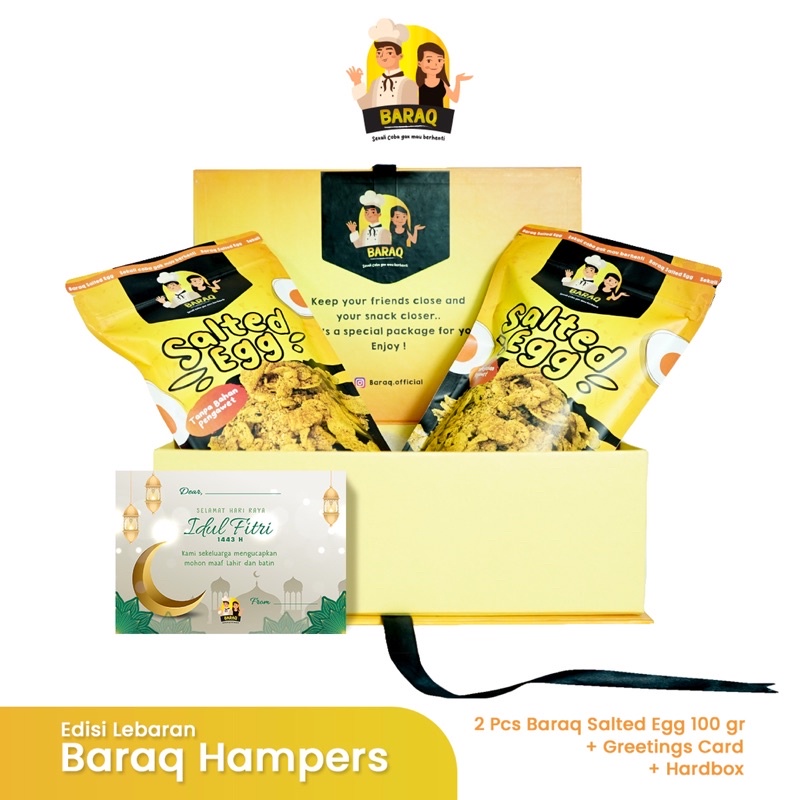 

Hampers Baraq Potato Chips Salted Egg Spesial Lebaran (2pcs Baraq Potato Chips Salted Egg + Greetings Card)