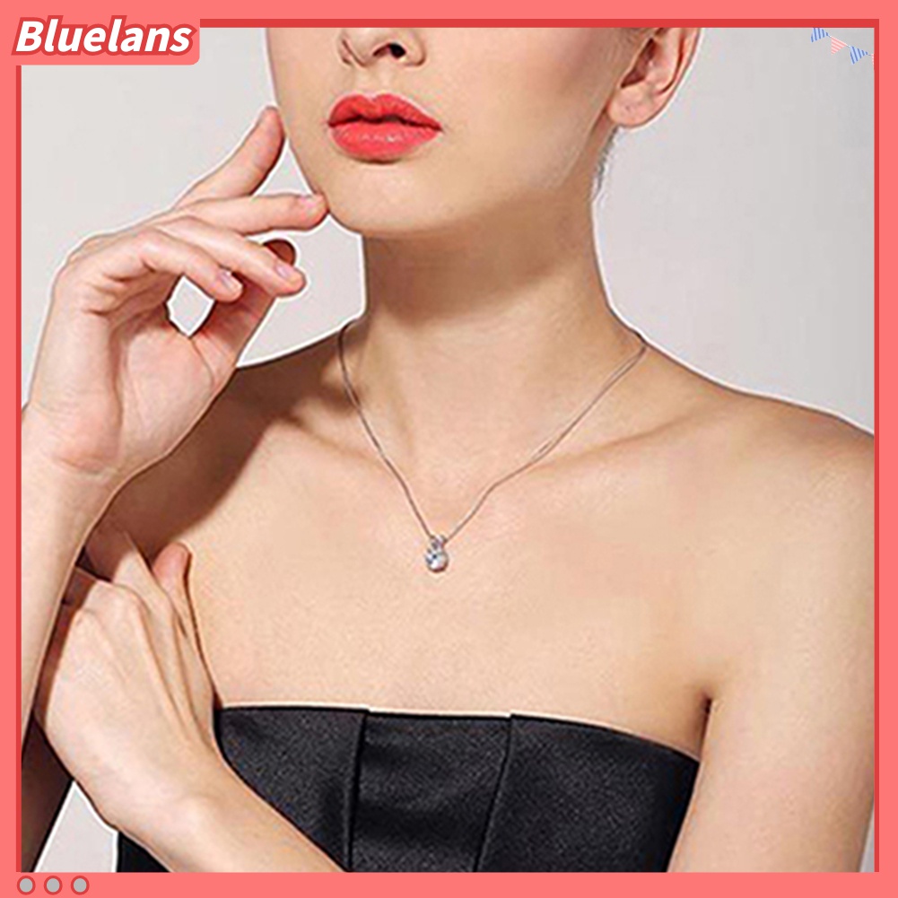 Kalung Rantai Liontin Stereoskopis Lapis Silver Aksen Berlian Imitasi Untuk Hadiah Wanita