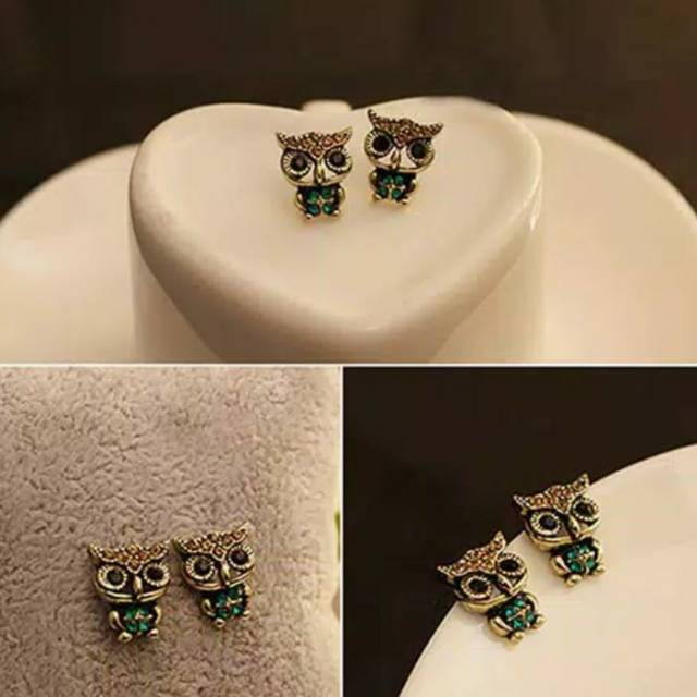 Anting fashion wanita motif OWL berlian imitasi unik cantik