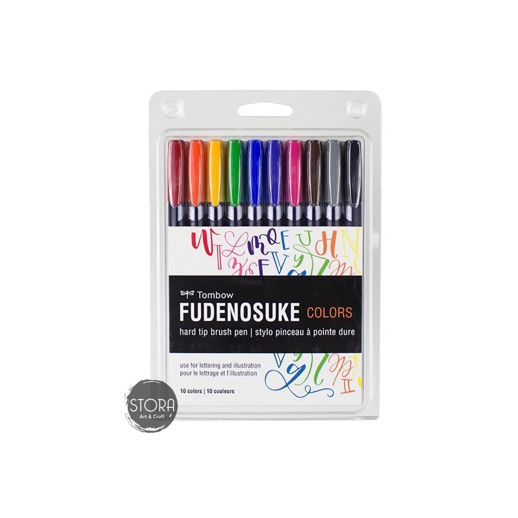 

Tombow Fudenosuke Hard Tip Set 10 Colors Flexible