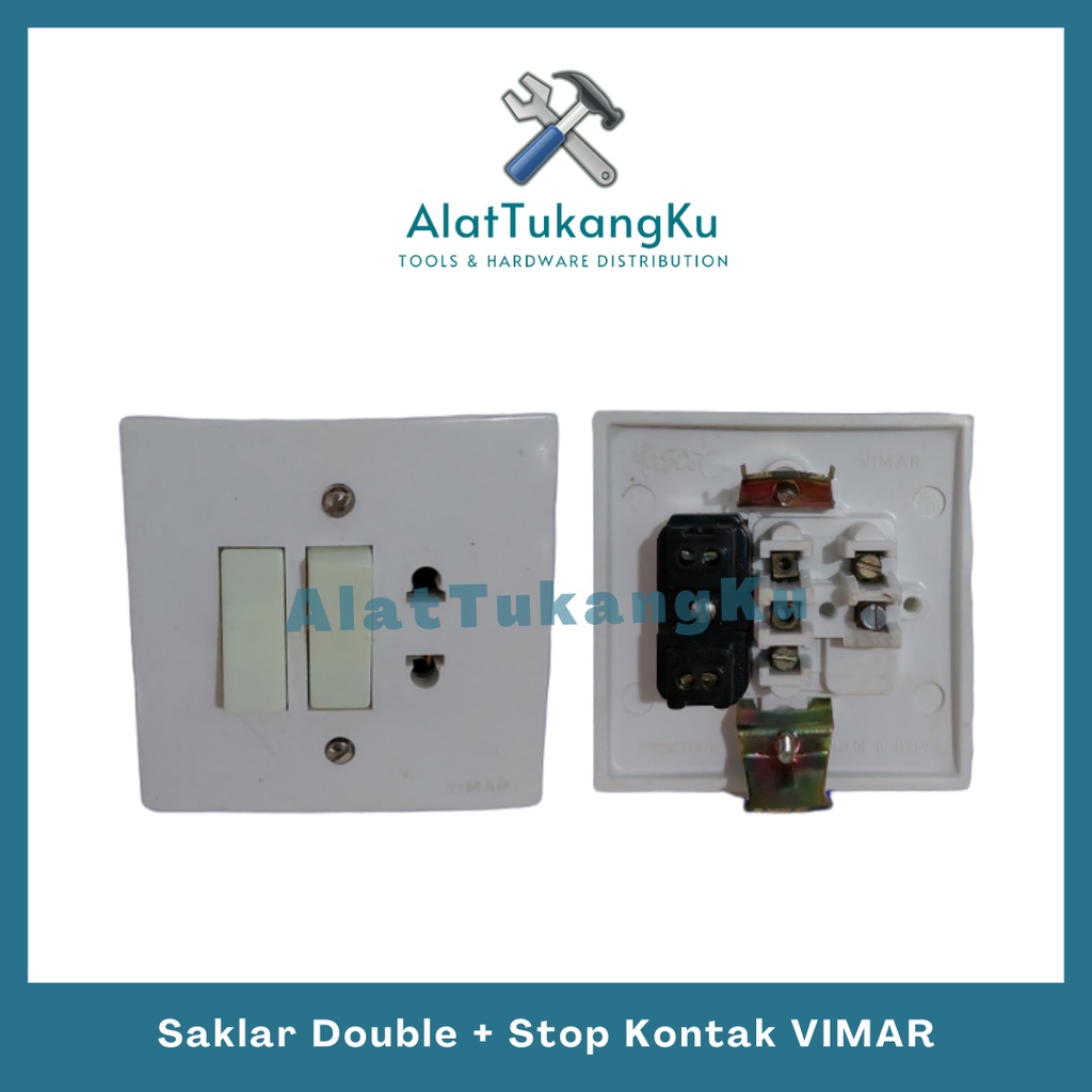 Saklar Double + Stop Kontak Vimar / Sakelar Ganda Stop Kontak / Saklar Ganda