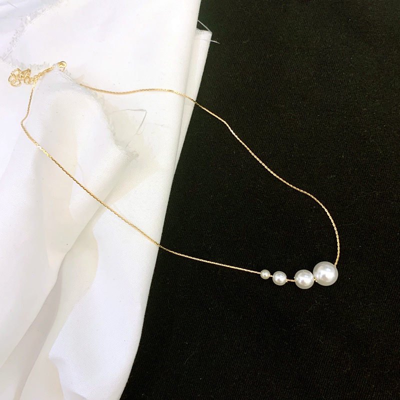 Candy Jewelry Fashion Simple Pearl Necklace Korean Necklaces Metal Clavicle Chain for Women