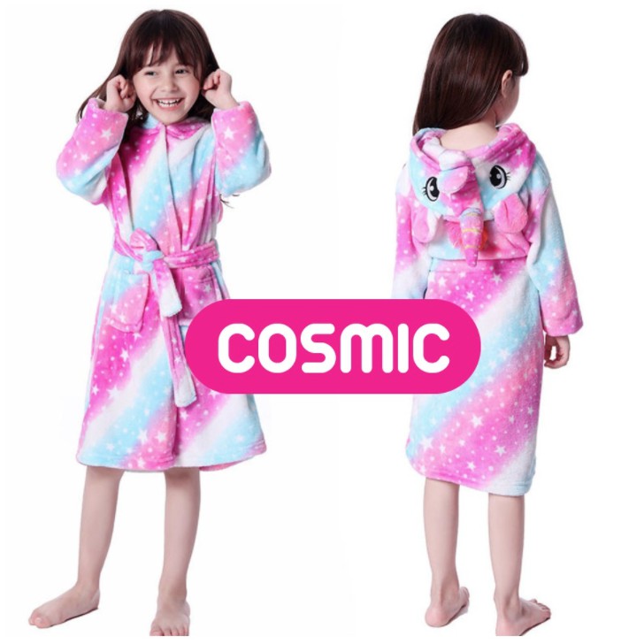 KIMONO PIYAMA KOSTUM Bahan Flannel UNICORN KID BATH BAJU MANDI ANAK