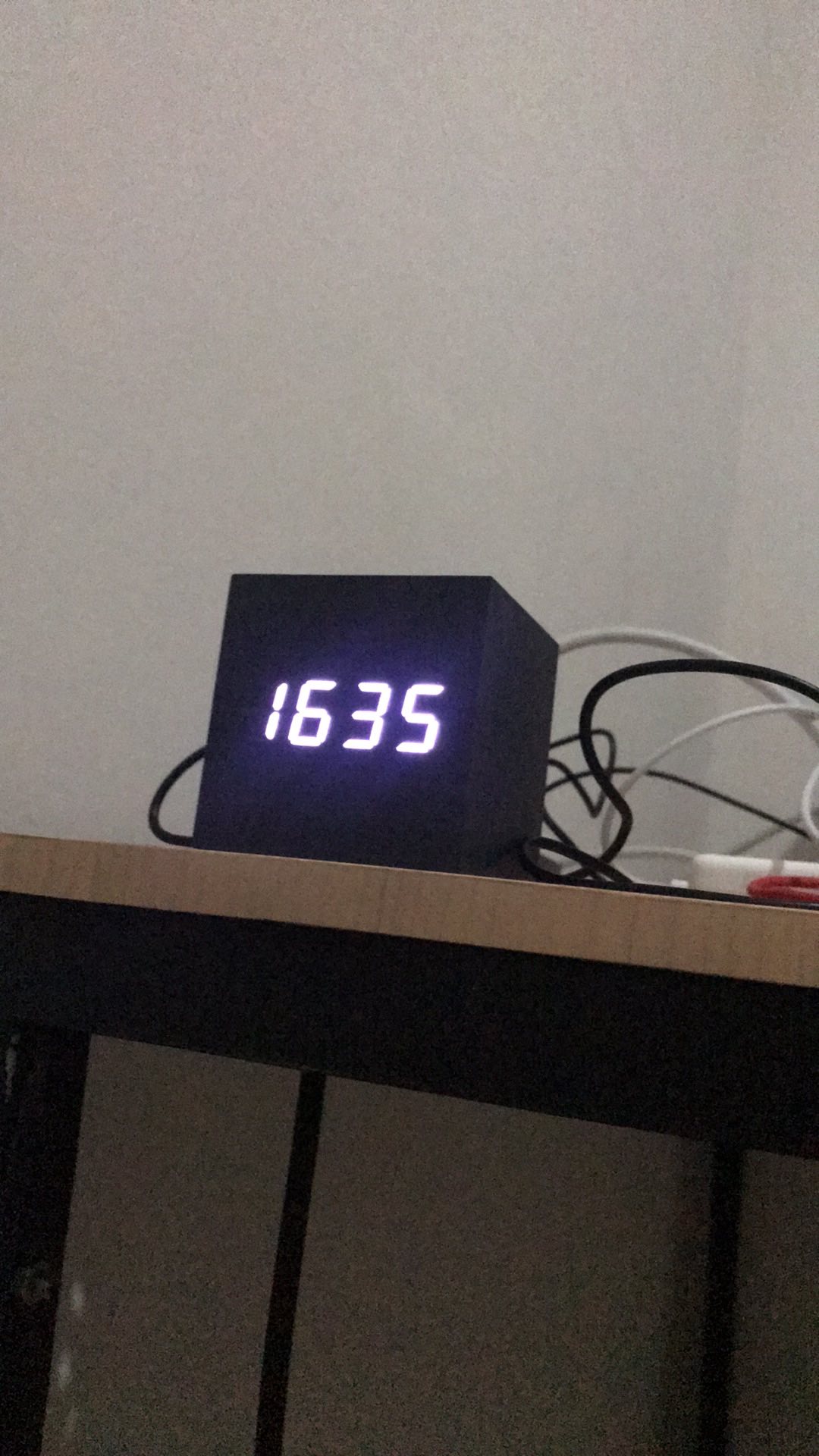 Jam Weker Kayu Digital Led Clock Wood Small Alarm Temp Date Kalender