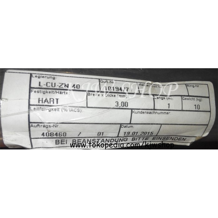 Freeongkir Kawat Las Kuningan 3mm  GERMANY  gratis ongkos kirim