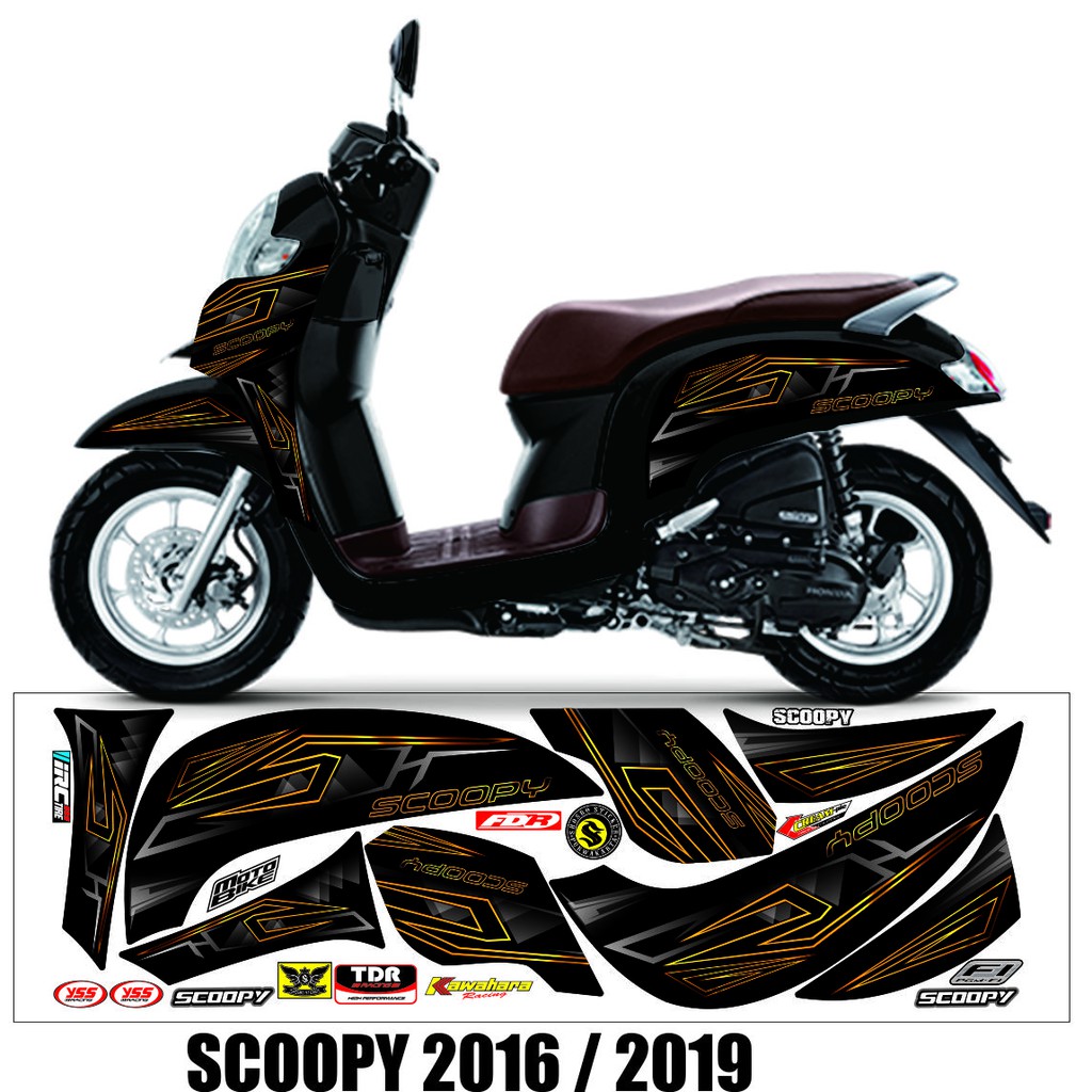 STICKER SCOOPY DONAT NEW VARIASI STRIPING SCOOPY 2016 / 2019 STICKER GOLD STRIPING