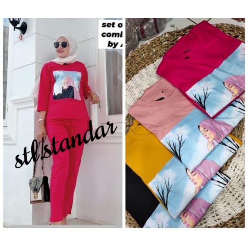 one set viral kaos oversize motif sablon