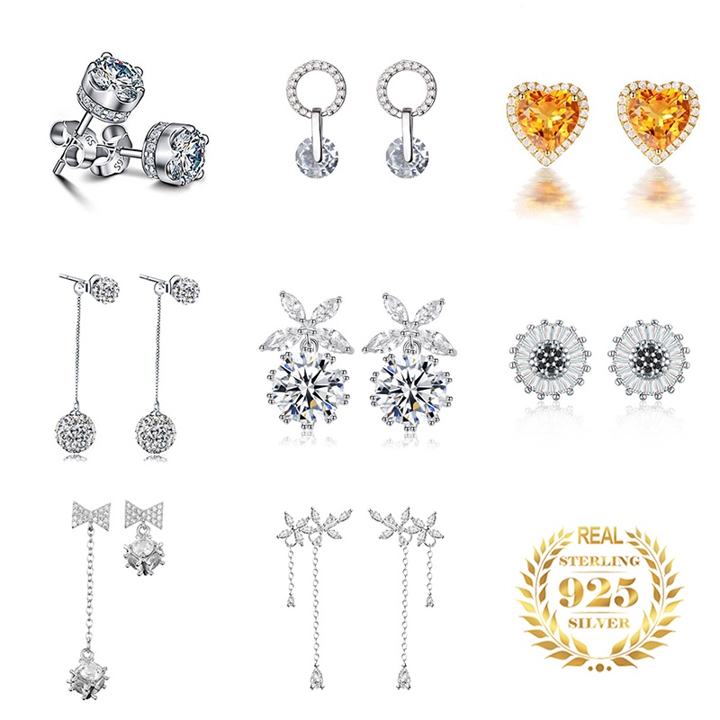 925 anting perak sterling anting-anting wanita dengan perhiasan fashion berlian ED1-4