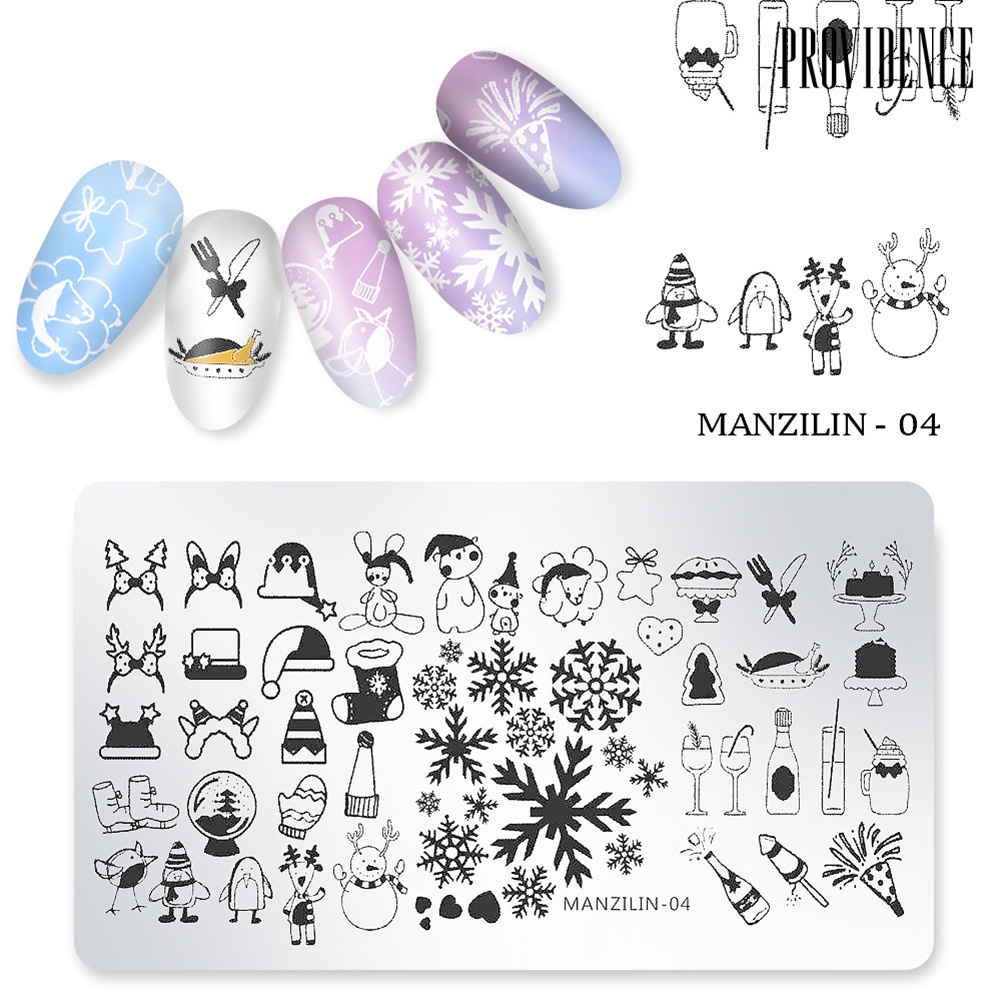 Providence Nail Art Christmas Snowflake Santa Snowman Print Image Stamping Template Plate