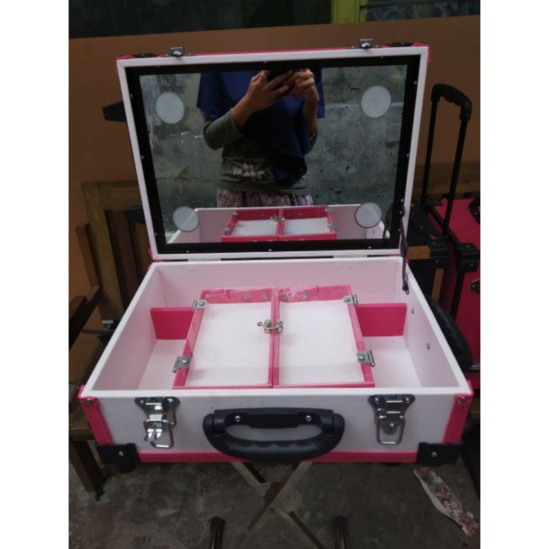 BEAUTYCASE MINI FM TUTUP AKRILIK FREE KAKI STAND