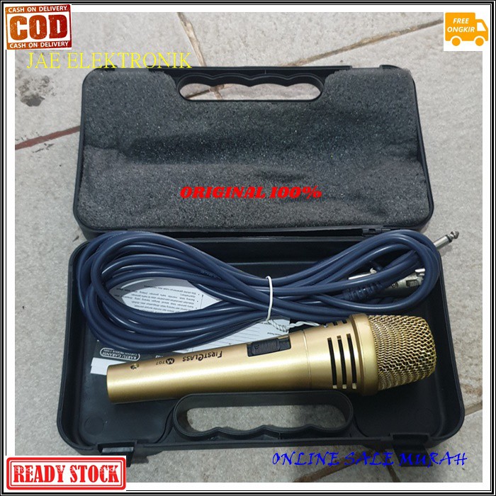 G510 First class Mic kabel dynamic ORIGINAL  Microphone besi metal profesional firstclass pro sing cable karaoke vocal audio sound mik pengeras suara mikrophone EMAS  Bisa buat segala jenis audio sound  WARNA EMAS Bahan dari BESI  Langsung nyala