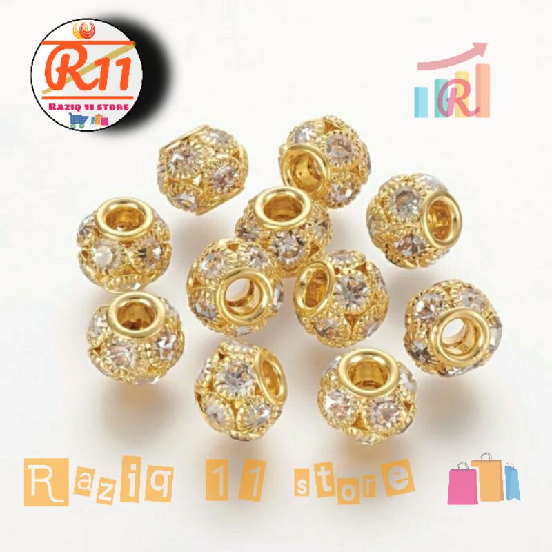 Charm Liontin Pembatas Gelang Tali Ornamen Bulat Glitter