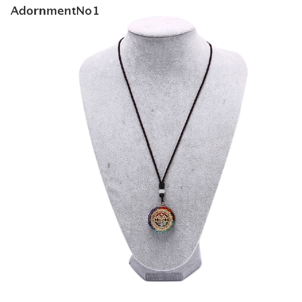 (AdornmentNo1) Orgonite Kalung Tali Dengan Liontin Batu Chakra Om Untuk Meditasi Energi / Penyembuhan Handmade