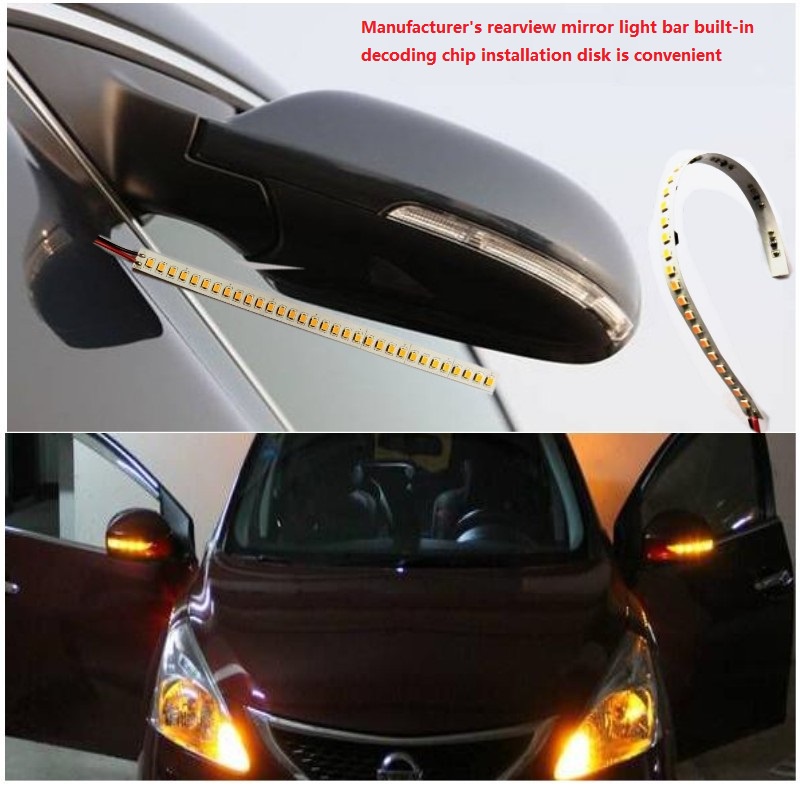 2pcs Lampu strip led Warna amber Untuk Kaca Spion Mobil