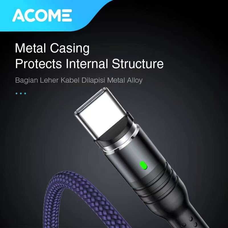 Acome Kabel Data Strong Magnetic Fast Charging 3A 100 cm Garansi Resmi 1 Tahun AXC–Plug Type-C