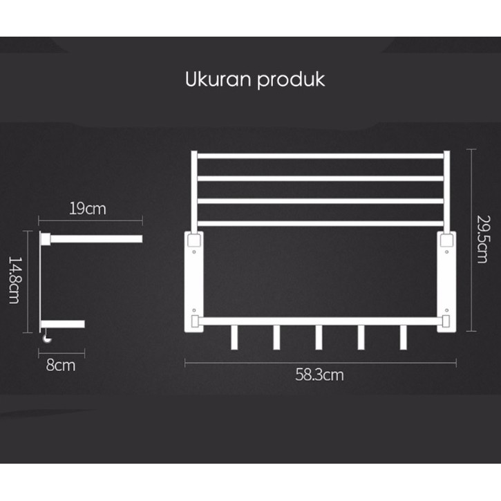 RAK HANDUK/RAK KAMAR MANDI/RAK  ALUMINIUM SERBAGUNA-SHENAR