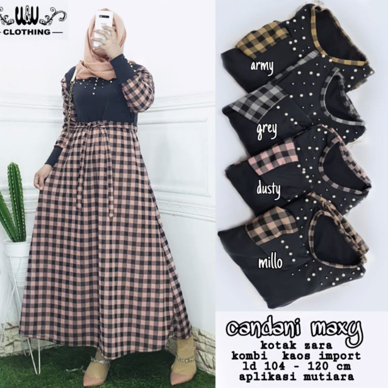 CANDANI MAXY//HANIN MAXY//GAMIS KOTAK COMBI BAHAN KATUN ZARA MUTIARA TEMBAK