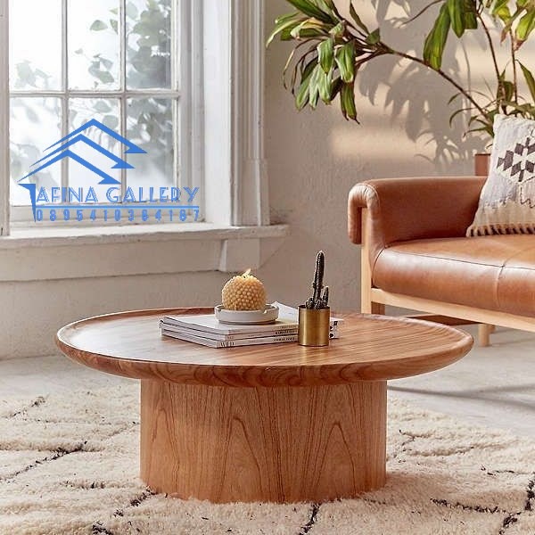 Meja Tamu Kayu Jati Bulat