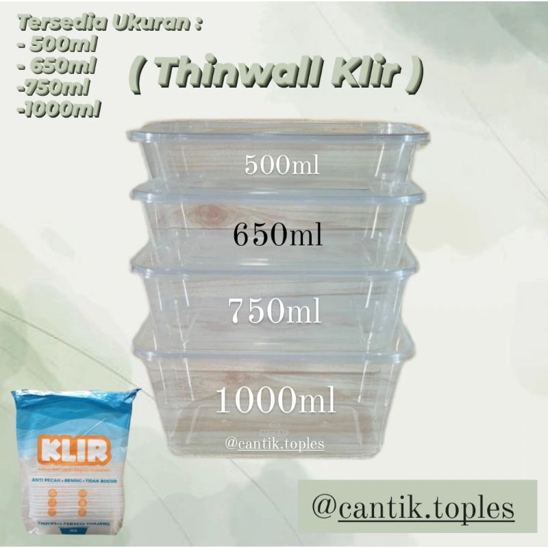 Jual Thinwall Klir Ml Kotak Makan Plastik Thinwall Klir Isi Shopee Indonesia