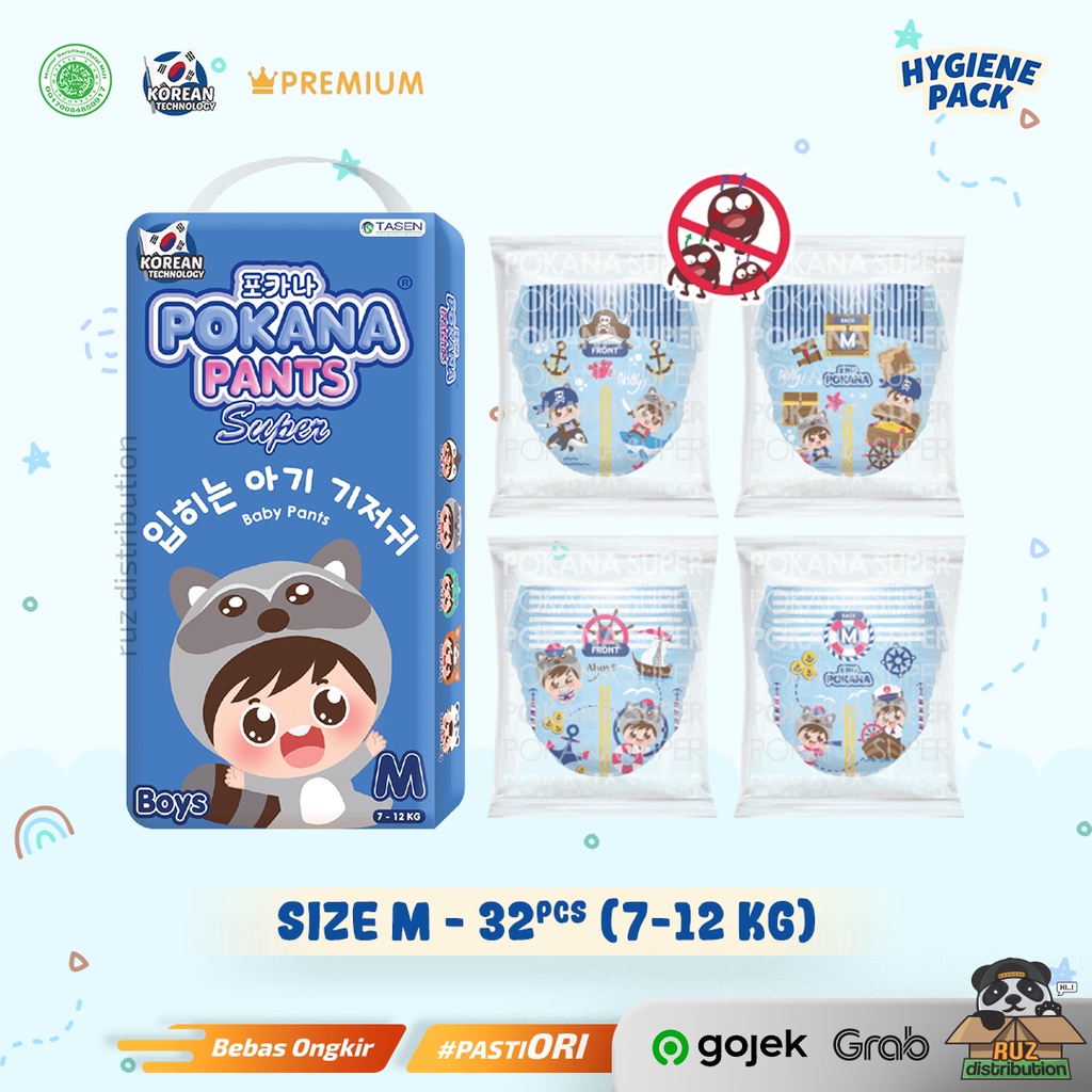 Pokana Pants Size M 32 Super Boys Baby Diapers - Popok Bayi Premium