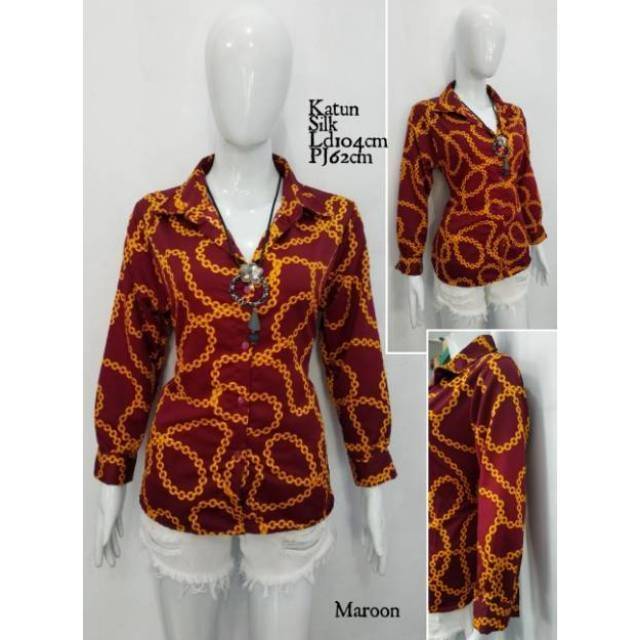 Fashions Wanita Kemeja Satin Silk Import 84296