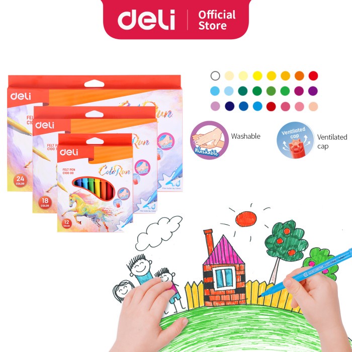 

Deli EC10010 felt pen spoild 18 colors