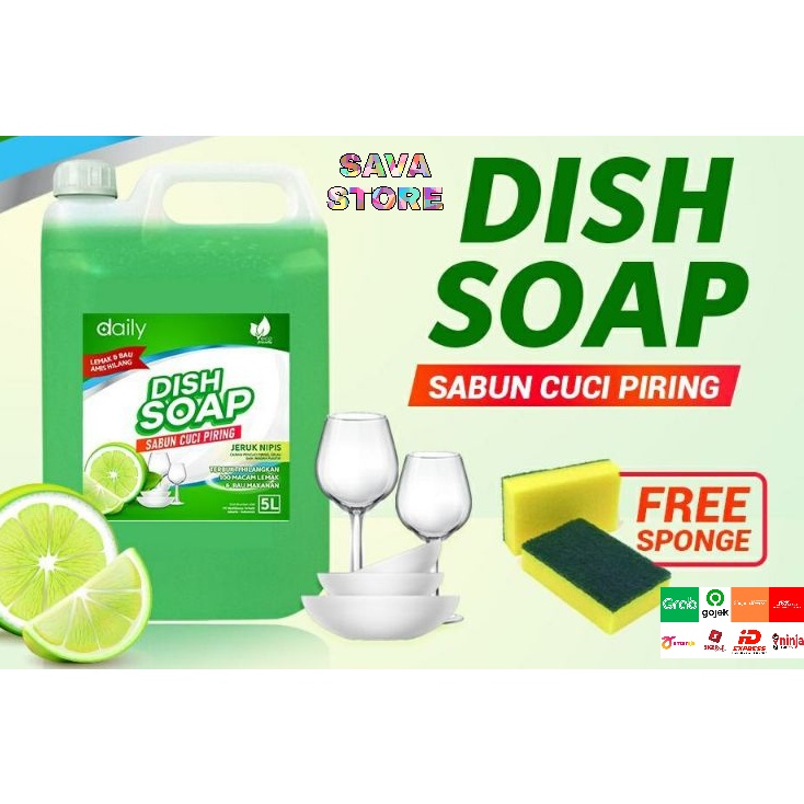 SABUN CUCI PIRING JERUK NIPIS DISH SOAP 1 LITER + FREE SPONS CUCI PIRING