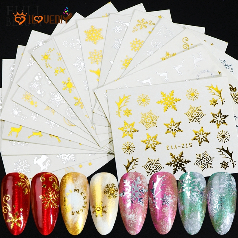 16 Lembar Stiker Kertas Foil Motif Kepingan Salju Natal Warna Emas Dan Perak Untuk Dekorasi Nail Art Shopee Indonesia