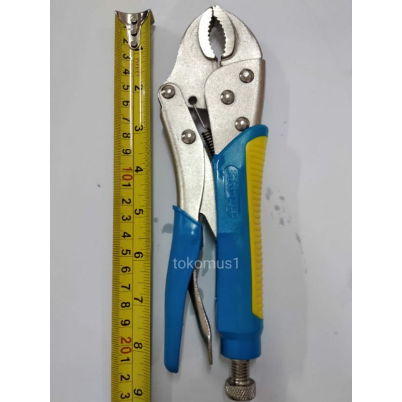 TANG JEPIT BUAYA BULAT 10&quot; LOCK LOCKING PLIER GAGANG LAPIS KARET -FALCO