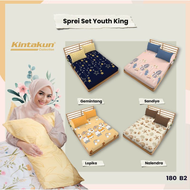 Sprei Kintakun D'luxe King 180x200 cm Youth Collection Marque Rockstar Celestia Catline Caroline Lop