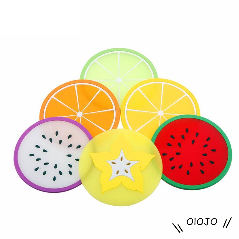 Fruit Shape Silica Gel Cup Glass Mat Tatakan Gelas Cangkir Motif Buah - ol