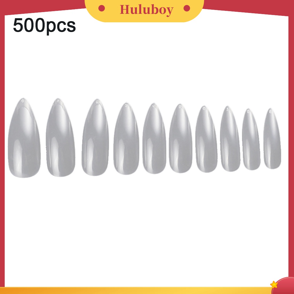 Huluboy Huluboy♡ 500pcs Kuku Palsu Akrilik Full Cover Transparan Bentuk Bulat