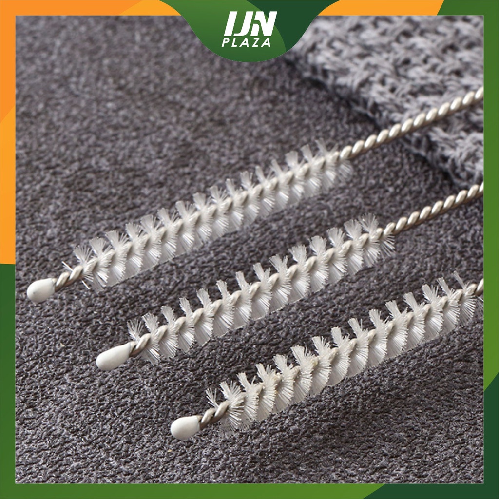 ❤ IJN ❤ Sikat Sedotan Stainless Steel Brush Straw Kawat Bengkok Lurus Panjang Alat Pembersih Gelas Bulu Halus