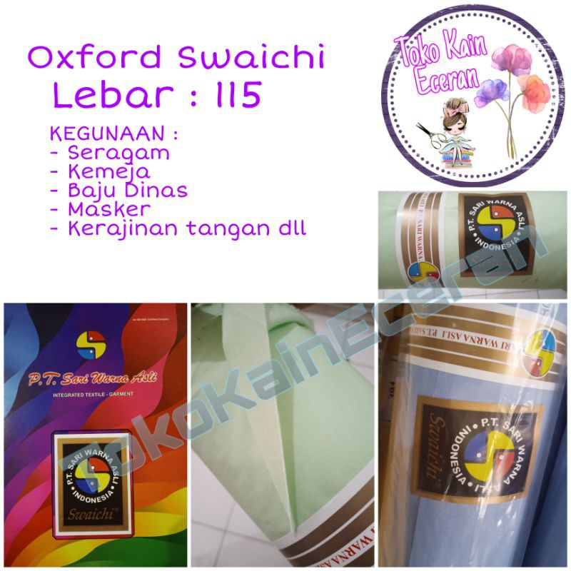 KAIN OXFORD METERAN SWAICHI/KAIN OSFOT SWA/SARIWARNA/BAHAN KAIN SERAGAM SEKOLAH/BISA UNTUK MASKER KA