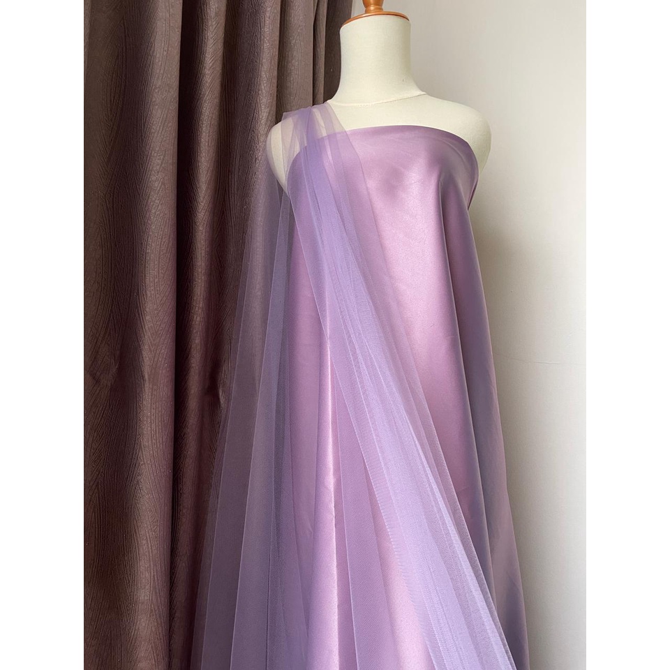 Kain Soft Tile Tulle Halus Polos Warna Ungu Taro Dusty Purple