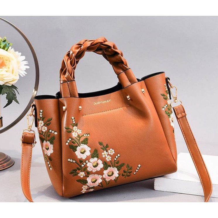 TFT AX9928 92625 AX625 B2019 E384 DJT01875 R6176 BQ3019 TAS SELEMPANG - TAS ELEGANT WANITA – HANDBAG - TAS KOREA – MOTIF FLOWER – TAS PINK BROWN IMPORT - HARGA GROSIR EL484 GT1625 JT01875 CR7176