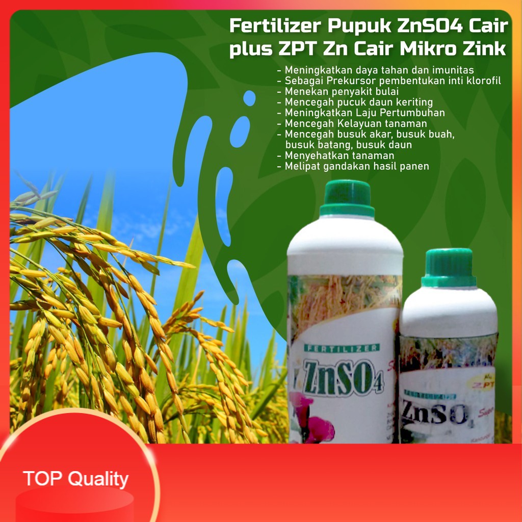 Fertilizer Pupuk ZnSO4 Cair plus ZPT Zn Cair Mikro Zink murah