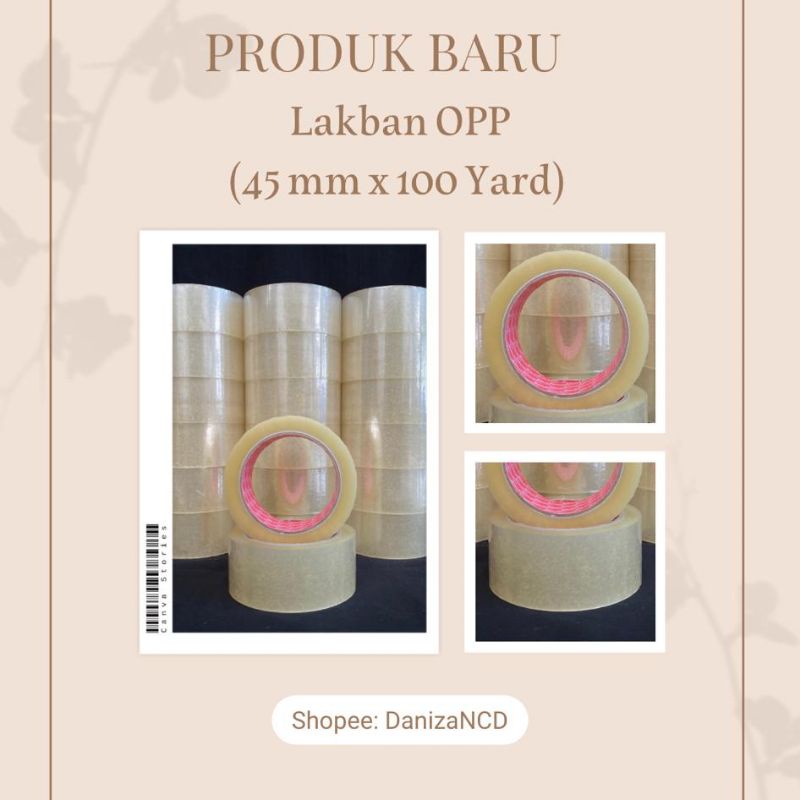 

lakban opp bening (45mm x 100 yard, 45 micron) solasi / isolasi murah