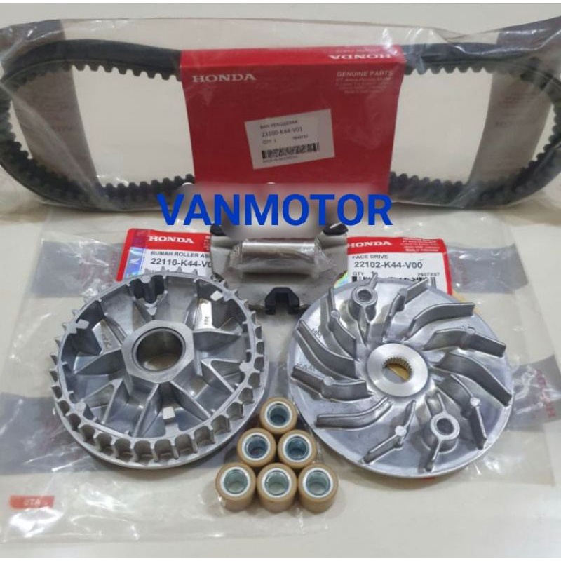 PAKET SERVICE CVT BEAT Fi BEAT POP BEAT ESP VARIO 110 HONDA K44   1SET KIPAS VANBELT RUMAH ROLLER SET