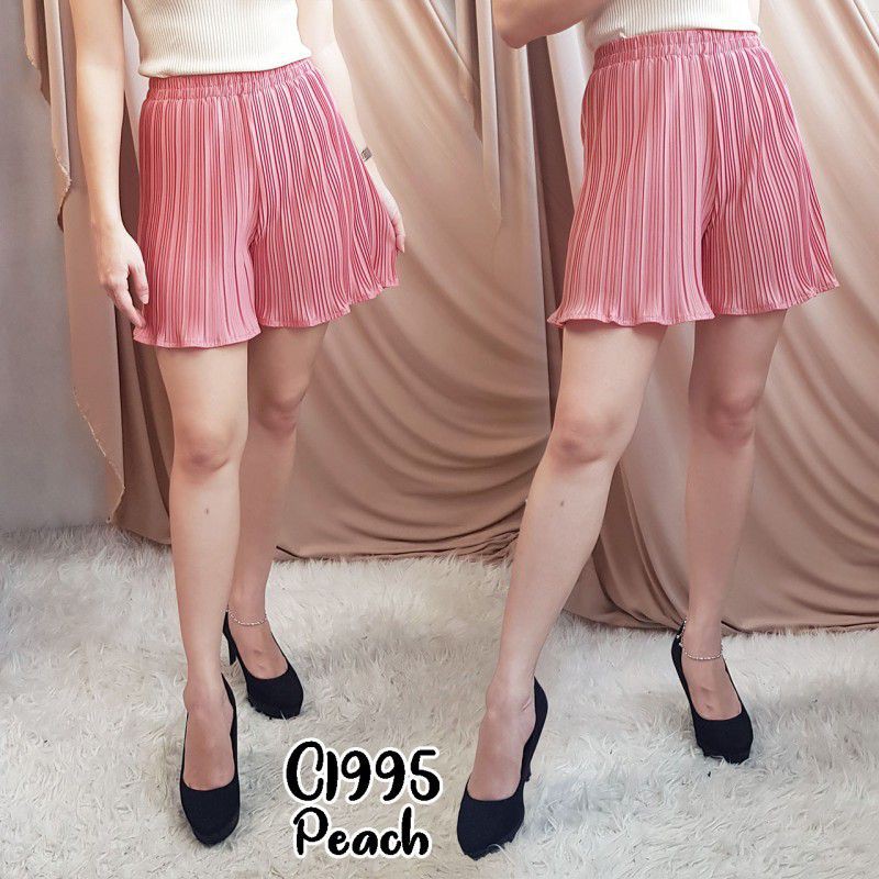 Celana Plisket Pendek Wanita Mini Salem Polos 1995