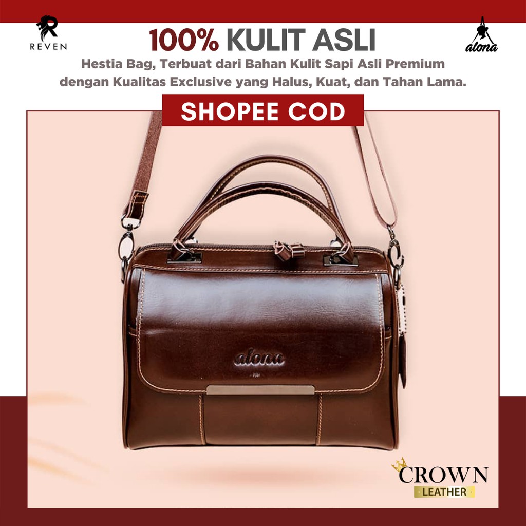 Tas Selempang Kulit Wanita Alona Hestia Sling Bag Branded Original Kulit Sapi Asli Premium by Crown Leather Crownleather Store