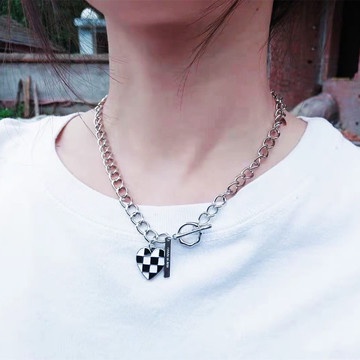 Kalung Multilayer Bentuk Disk | Kalung Bahan Stainless Steel | Aksesoris Wanita