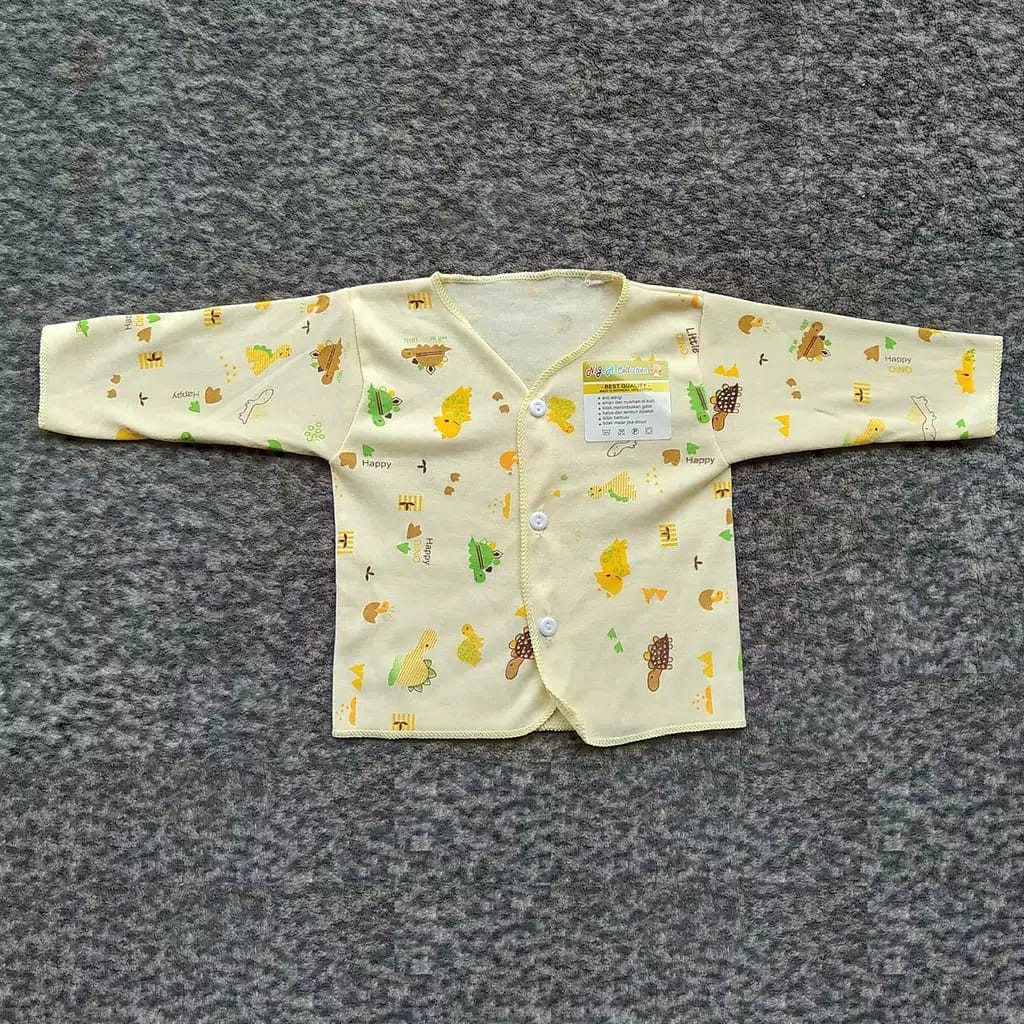 3 Pcs Baju Bayi Lengan Panjang ELVIRA Babyi - Baju Bayi Kancing Depan - Mix 3 Warna