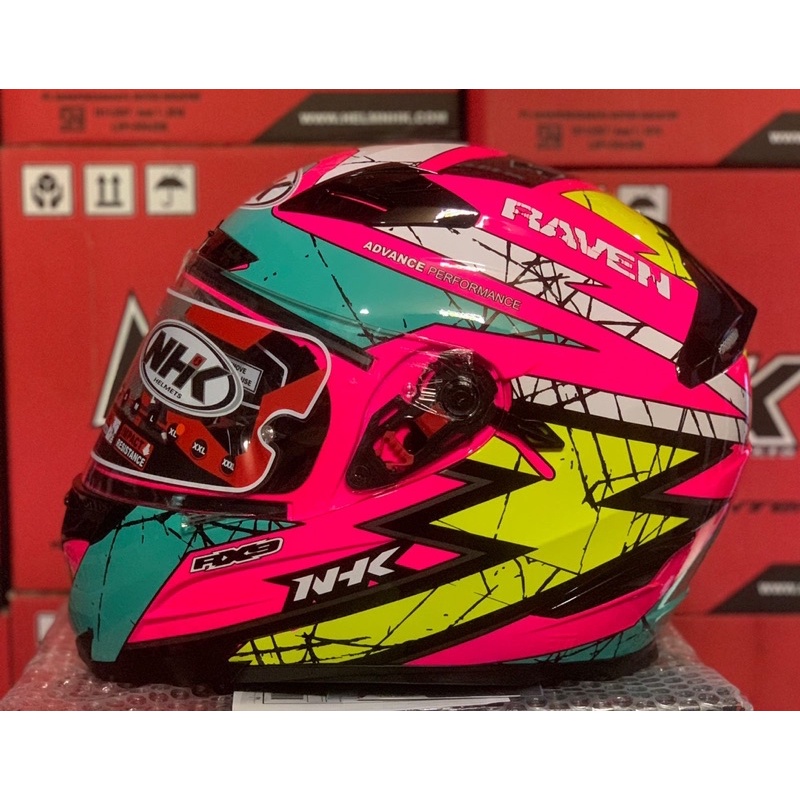HELM FULL FACE NHK RX9 RAVEN PINK FLO