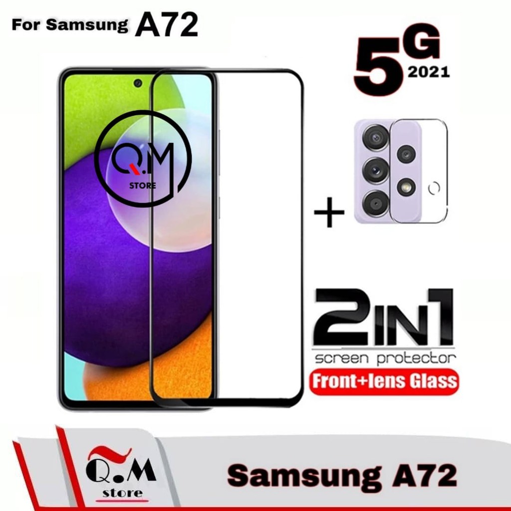 Tempered Glass Samsung A13 4G / Samsung A32 / Samsung A52 / Samsung A72 Screen Guard Pelindung Layar dan Camera 2IN1