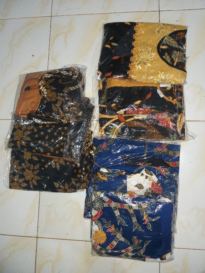 Qnunbatik Batik Keluarga/family Dress Terusan Alona Pola Burung Hitam