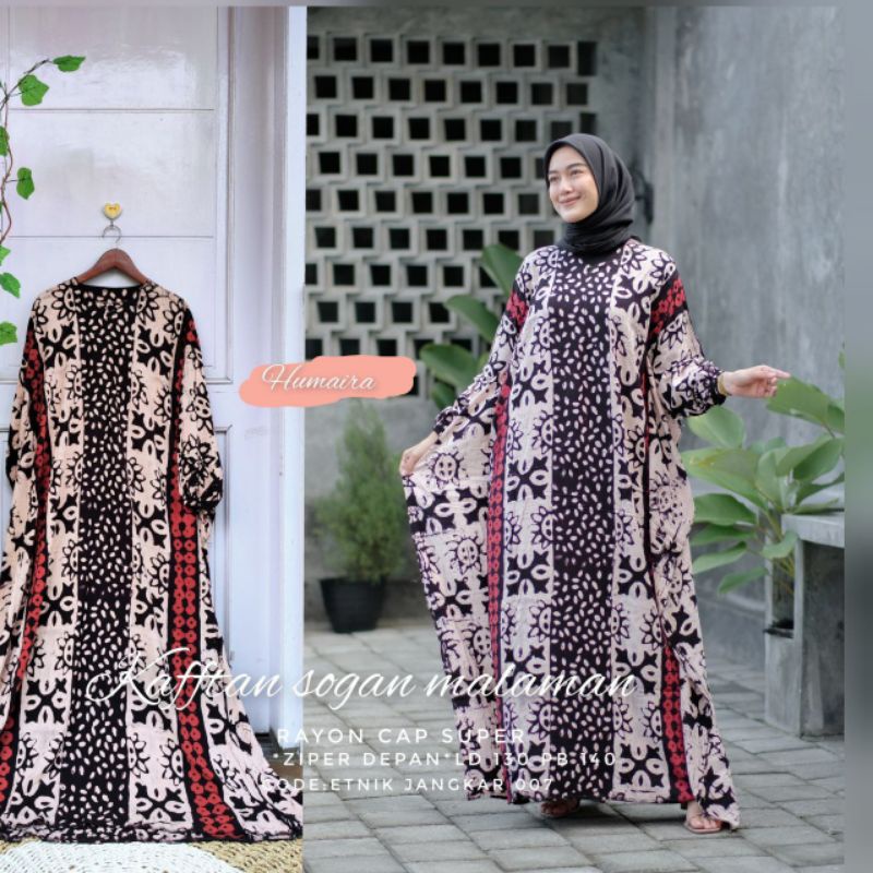 Kaftan super jumbo DASTER LOWO LENGAN LD 154 TANGAN KARET RAYON PREMIUM CANDI MEKAR
