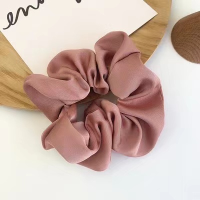 Ikat Rambut Srunchie Satin Polos Gaya Korea Untuk Wanita / Ikat Rambut Hijab Satin-FS-13 #2 Pink