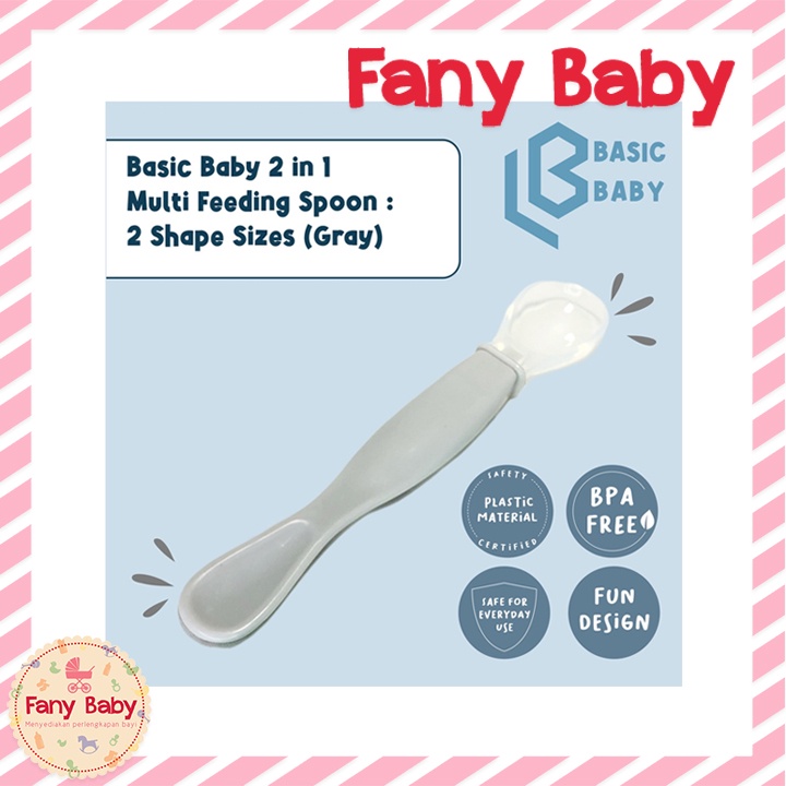 BASIC BABY 2 IN 1 MULTIFEEDING SPOON 2 SHAPE SIZES