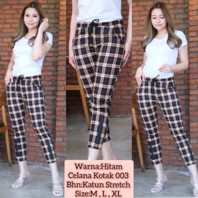 Celana Wanita Katun Strecth 7/9 Kotak
